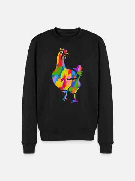 Huhn Bunt - Männer Premium Bio Pullover - Schwarz