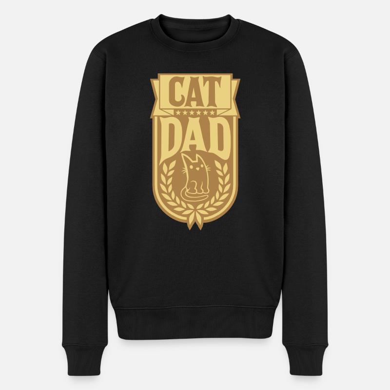 Design Cat Papa Laurel Couronne - Pull Premium bio Homme - noir