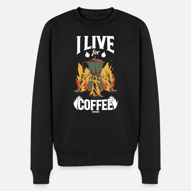 Kaffee - Männer Premium Bio Pullover - Schwarz