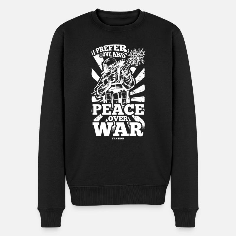 Frieden Liebe Statement - Männer Premium Bio Pullover - Schwarz