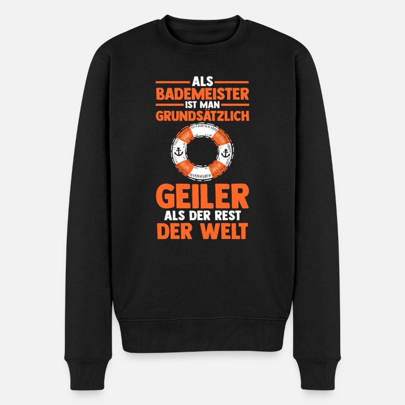 Rettungsschwimmer Bademeister - Männer Premium Bio Pullover - Schwarz