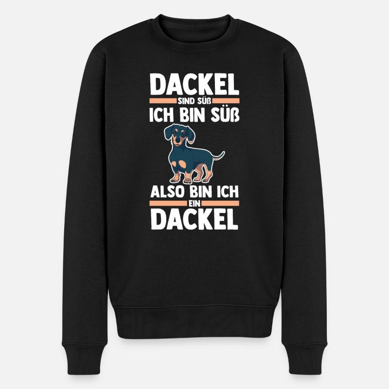 Hund Dackel - Männer Premium Bio Pullover - Schwarz