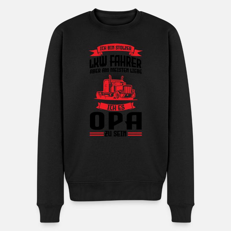 LKW Fahrer Opa Lastwagenfahrer Geschenk - Männer Premium Bio Pullover - Schwarz