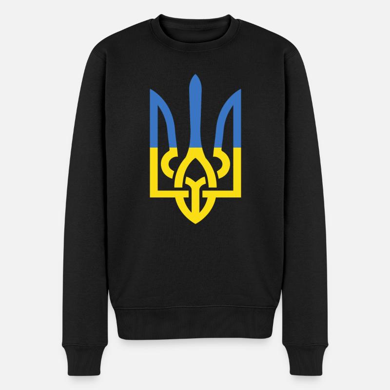 UKRAINE TRIDENT Drapeau Ukrainien Soutien Soutenir - Pull Premium bio Homme - noir