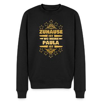 Paula - Männer Premium Bio Pullover - Schwarz - Vorne - Nico (187cm)