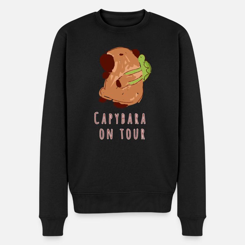 Capybara,Rucksack,Schildkröte,on tour - Männer Premium Bio Pullover - Schwarz