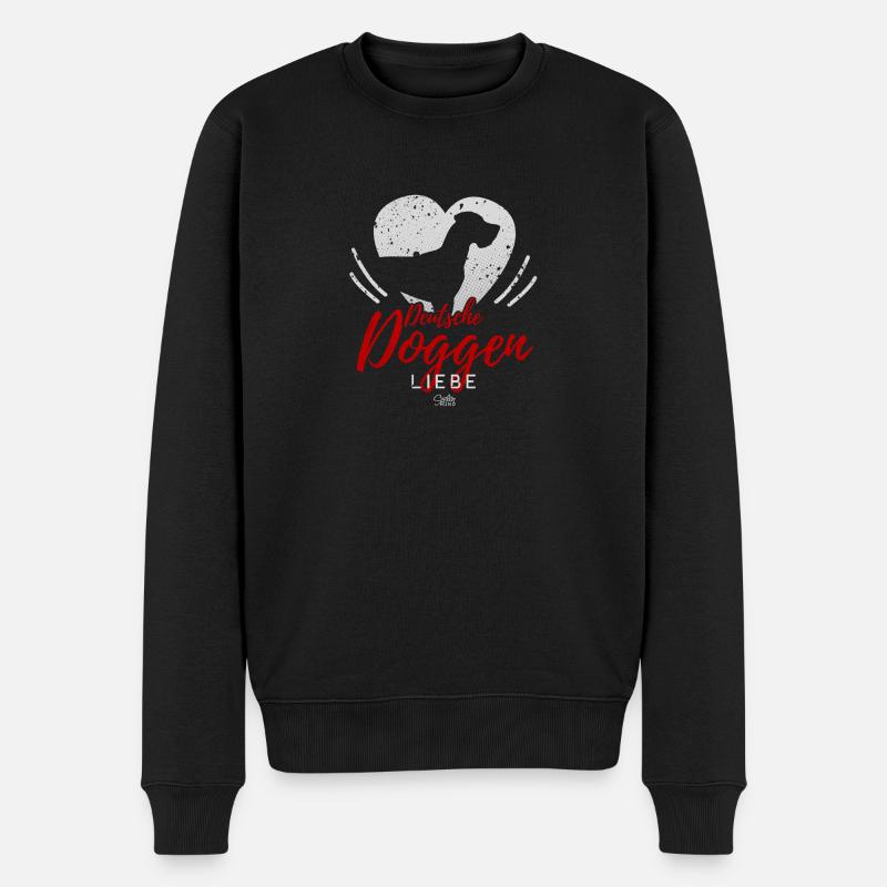 Deutsche Doggen Liebe mit Herz - Männer Premium Bio Pullover - Schwarz