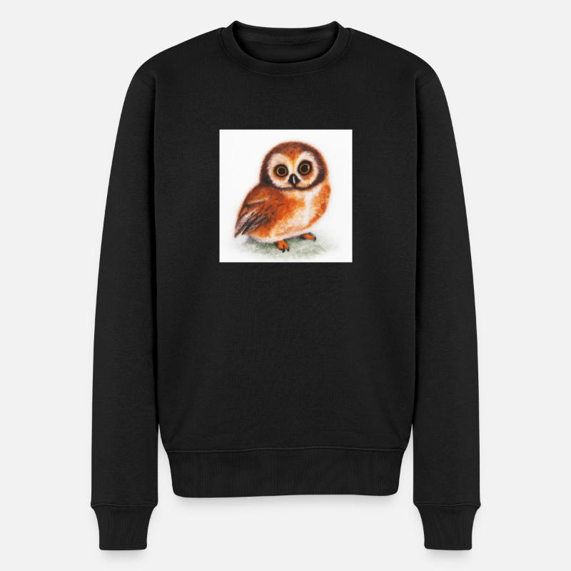Süße Eule Aquarell - Männer Premium Bio Pullover - Schwarz