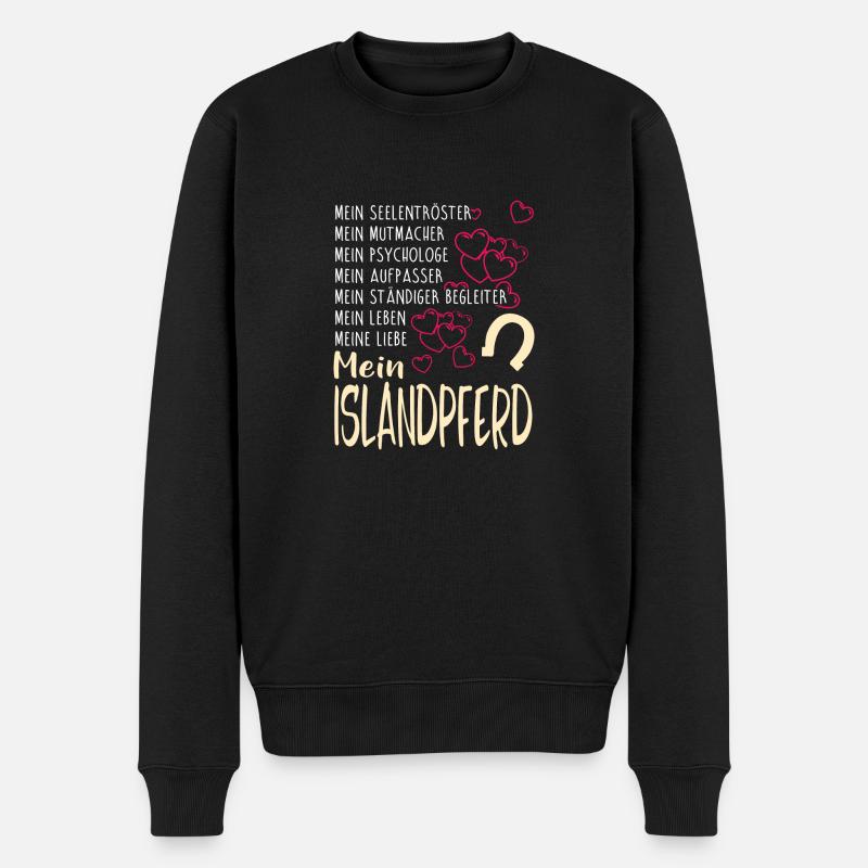ISLANDPFERD - mein - Männer Premium Bio Pullover - Schwarz