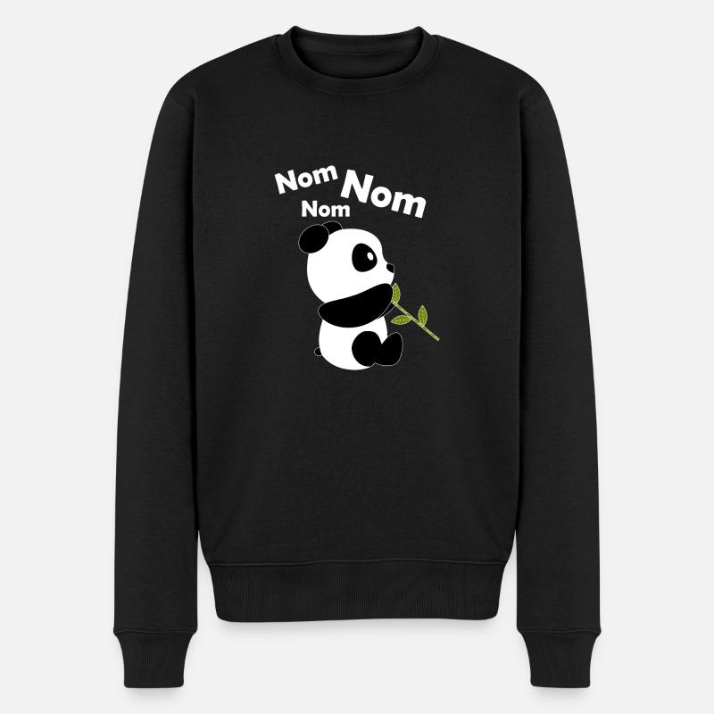 Süßer Panda Mit Bambus | Nom Nom Pandabär Design - Männer Premium Bio Pullover - Schwarz