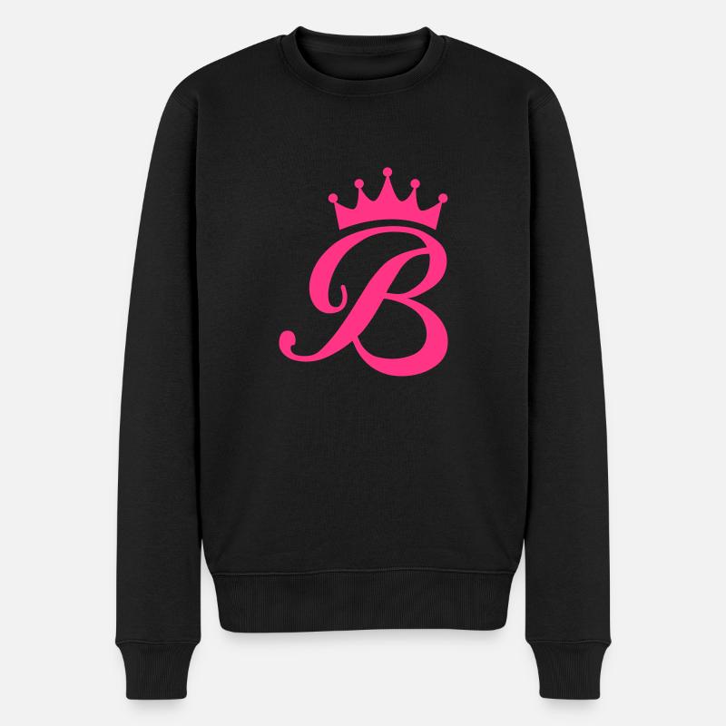 b_queen_letter_f1 - Männer Premium Bio Pullover - Schwarz