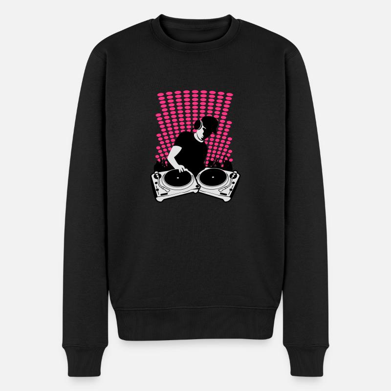 DJ mit Turntables - Männer Premium Bio Pullover - Schwarz