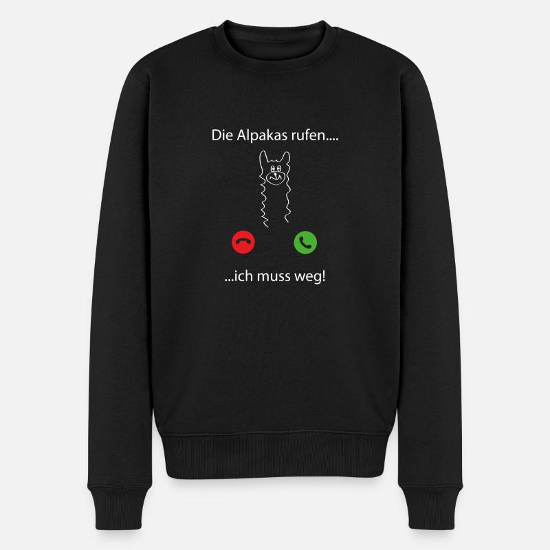 die alpakas rufen ... ich muss weg - Männer Premium Bio Pullover - Schwarz