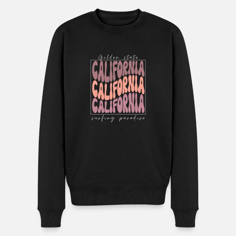 Retro Kalifornien, Sommer Design - Männer Premium Bio Pullover - Schwarz