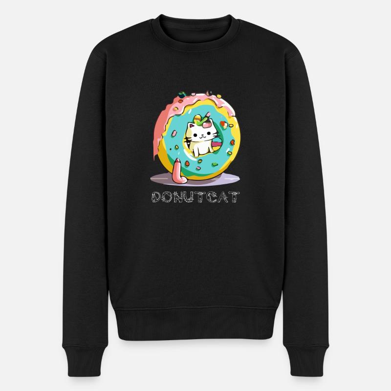 Donutcat (Donutkatze) - Männer Premium Bio Pullover - Schwarz