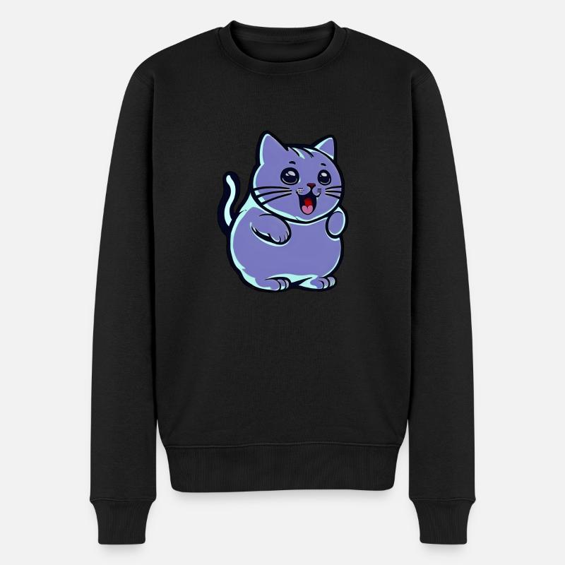 Niedliche blaue Katze - Männer Premium Bio Pullover - Schwarz