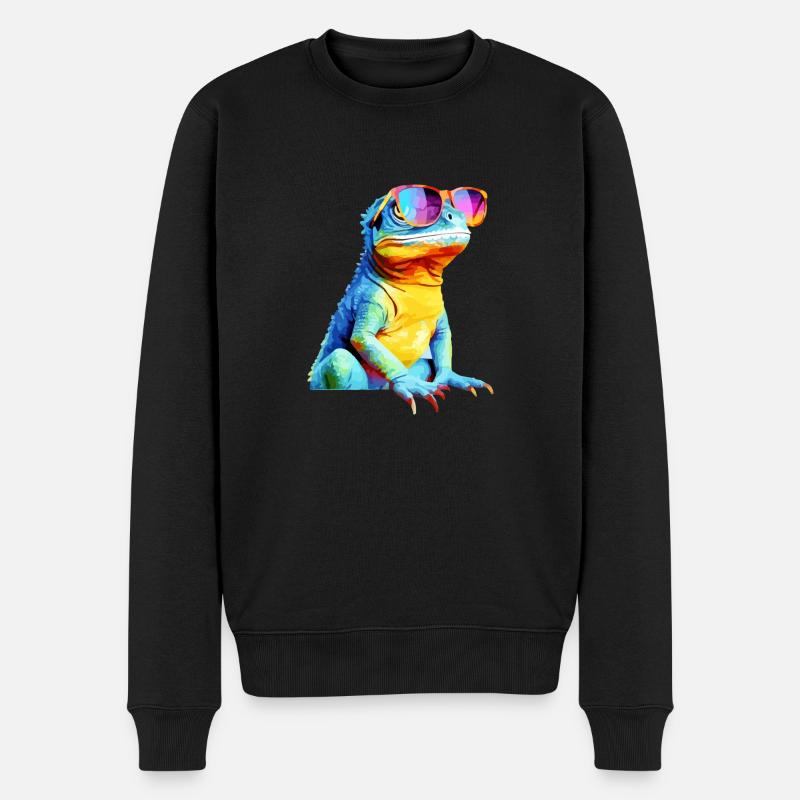 Hacko, die Brilleneidechse - Männer Premium Bio Pullover - Schwarz