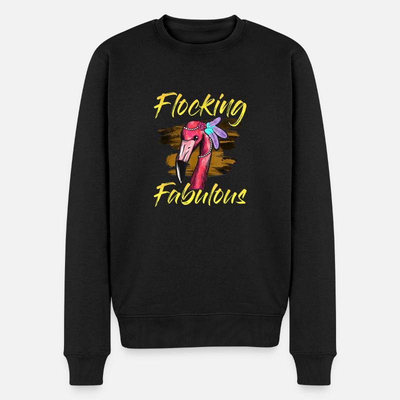 Mignon drôle flocage fabuleux jeu de mots flamant rose - Pull Premium bio Homme - noir