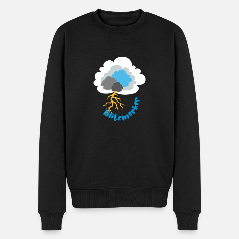 Blitz Gewitter Wolke Sturm Meteorologie - Männer Premium Bio Pullover - Schwarz
