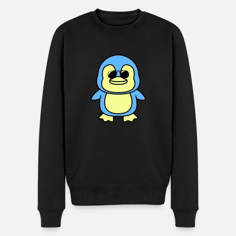 pinguin comic cool - Männer Premium Bio Pullover - Schwarz