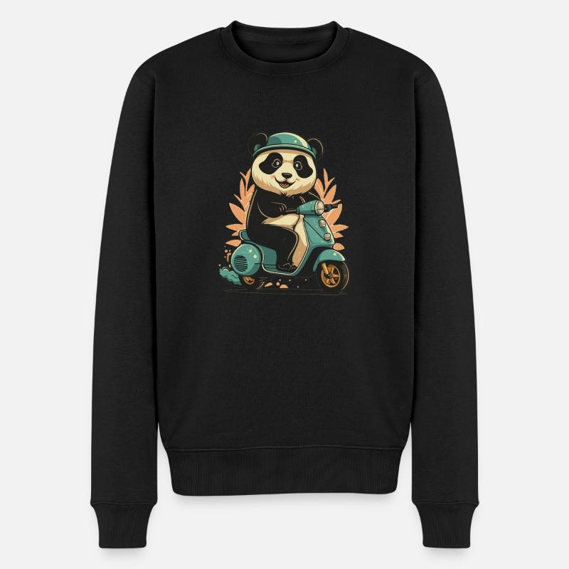 Panda Roller - Männer Premium Bio Pullover - Schwarz