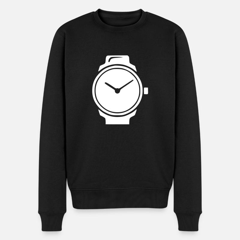 Uhr Smartwatch Stoppuhr Symbol Minimal Icon Vektor - Männer Premium Bio Pullover - Schwarz