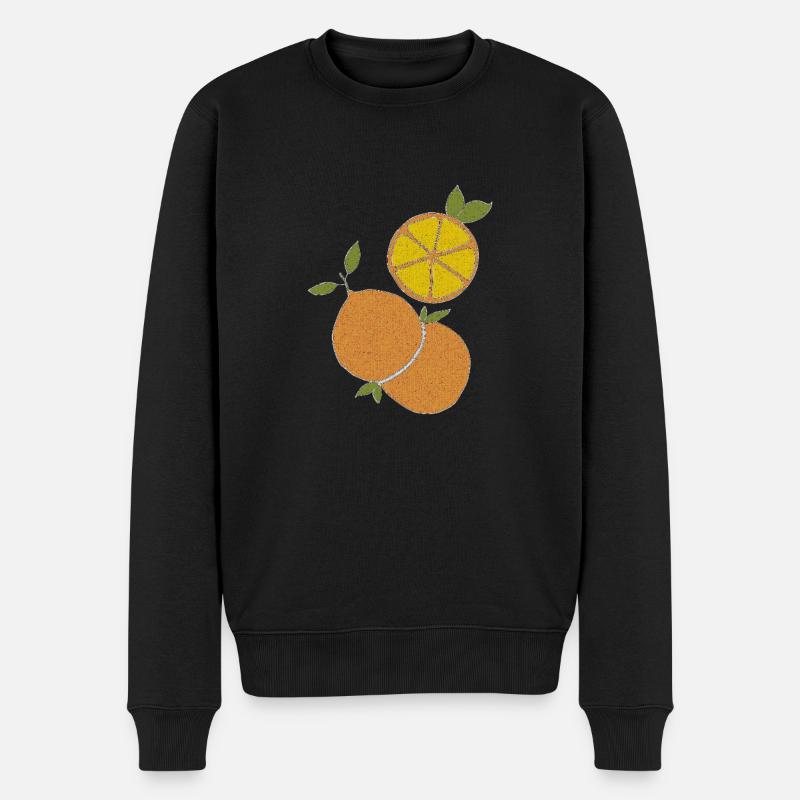 Tissu orange - Pull Premium bio Homme - noir