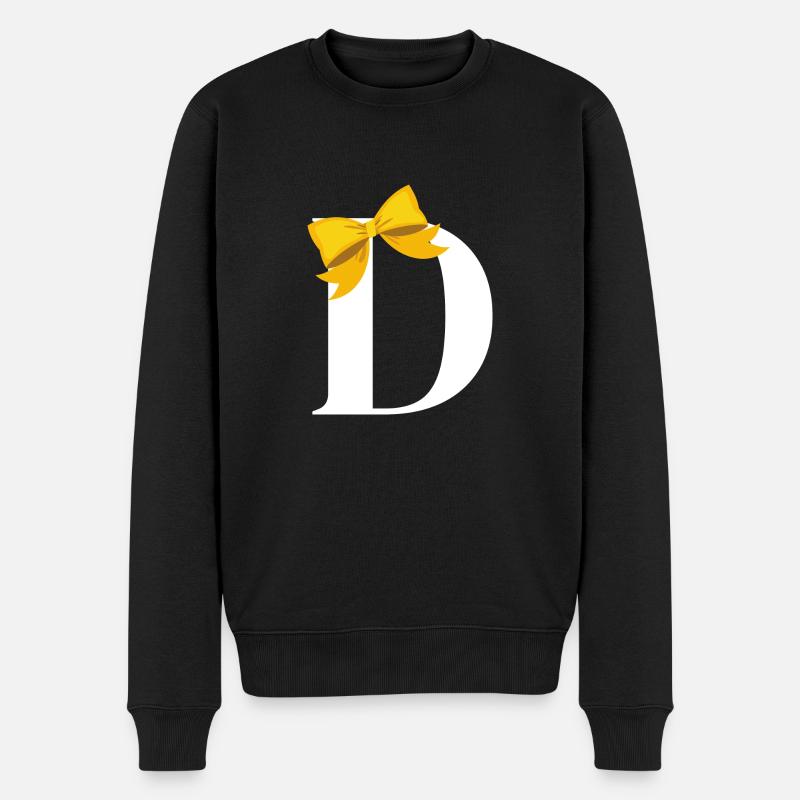 Lettre d nœud jaune - Pull Premium bio Homme - noir