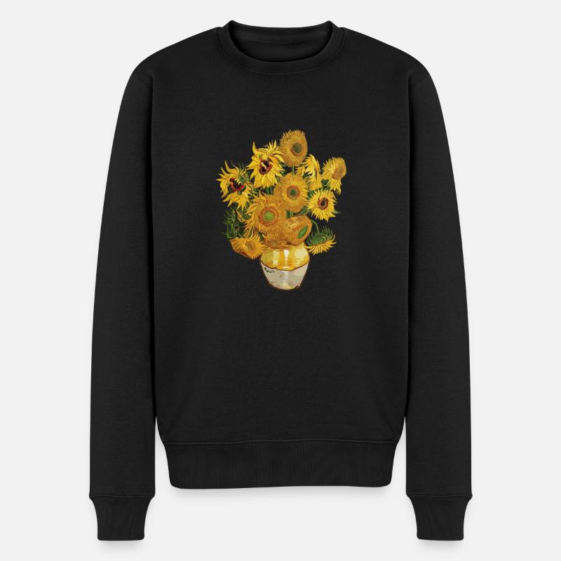 Sonnenblumen van Gogh - Männer Premium Bio Pullover - Schwarz