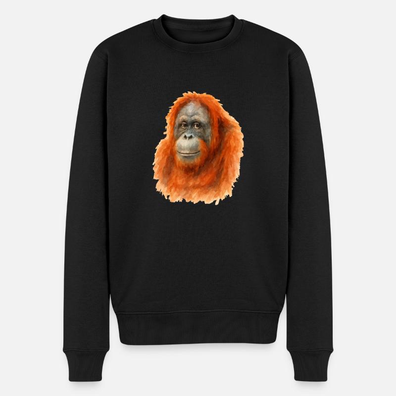 orang utan - Männer Premium Bio Pullover - Schwarz