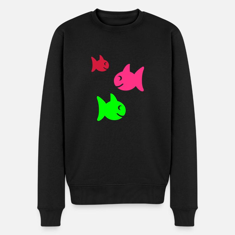 fische - Männer Premium Bio Pullover - Schwarz