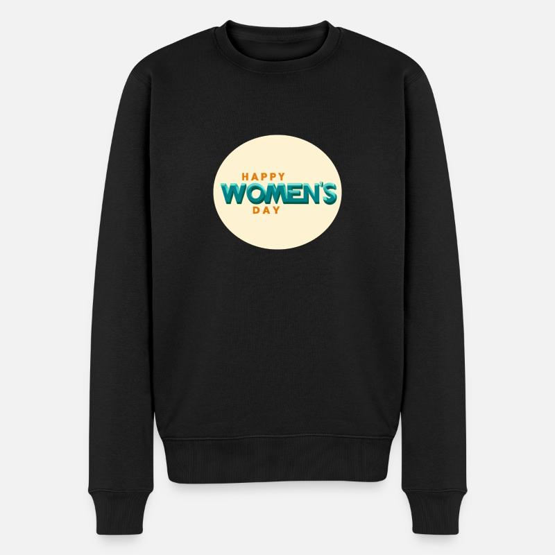 Happy Womans Day - Männer Premium Bio Pullover - Schwarz