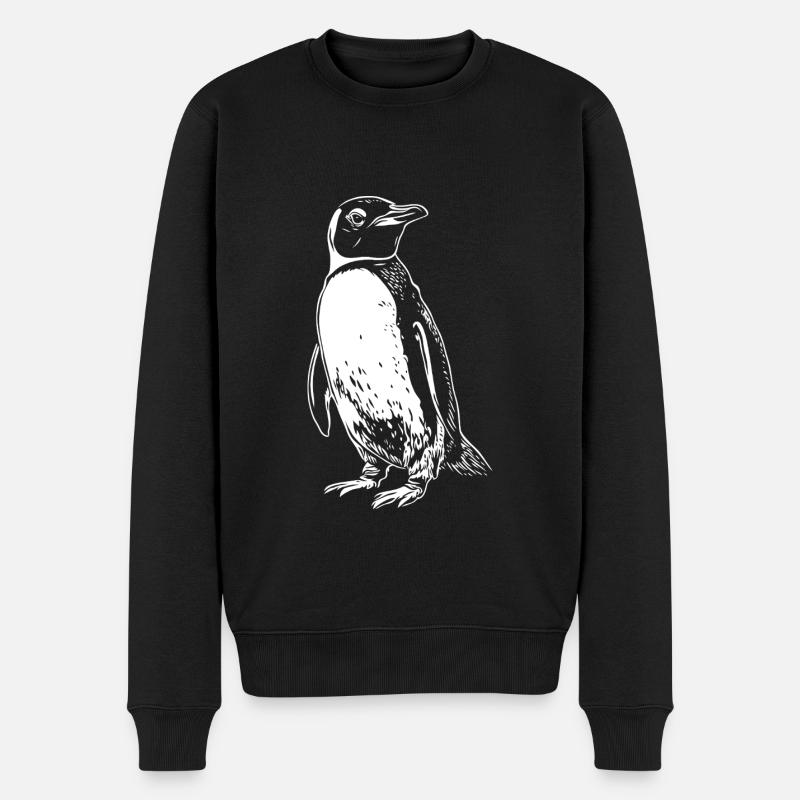 Dessin du pingouin blanc - Pull Premium bio Homme - noir