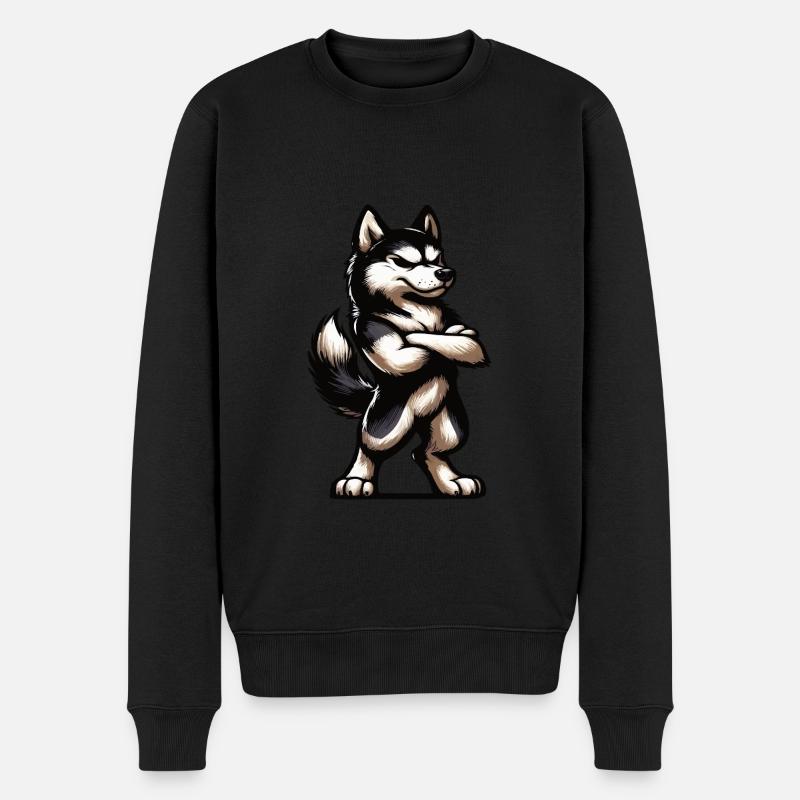 Husky Huskybesitzer Huskyhalter Huskyliebhaber - Männer Premium Bio Pullover - Schwarz