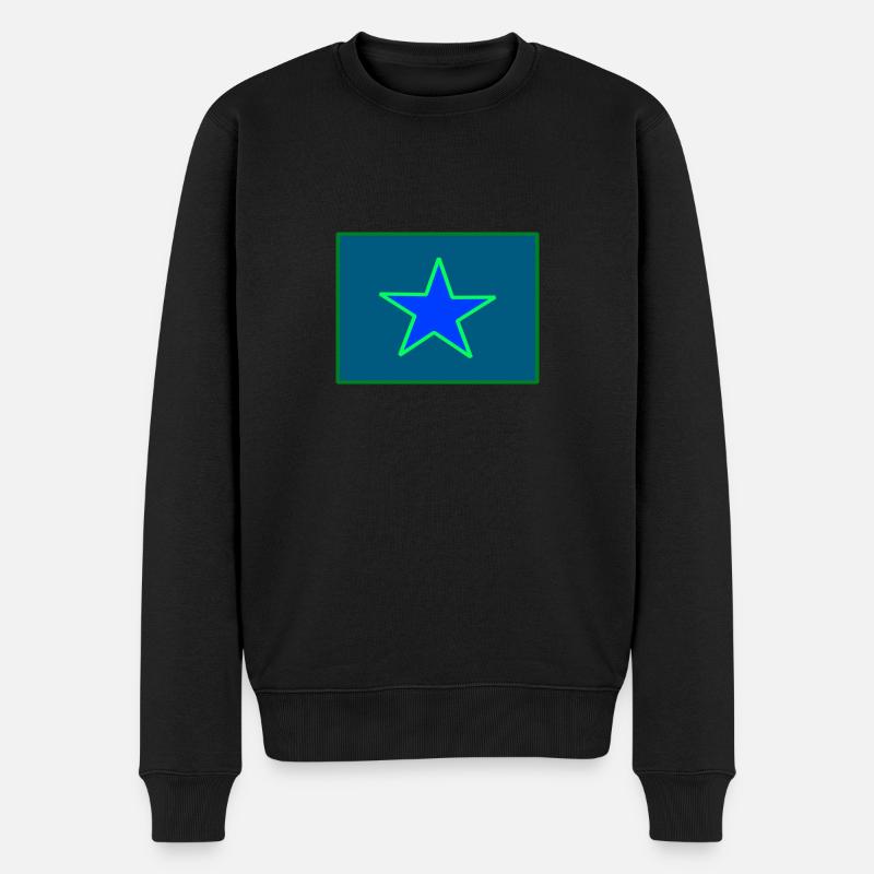 Stern Grün Blau - Männer Premium Bio Pullover - Schwarz