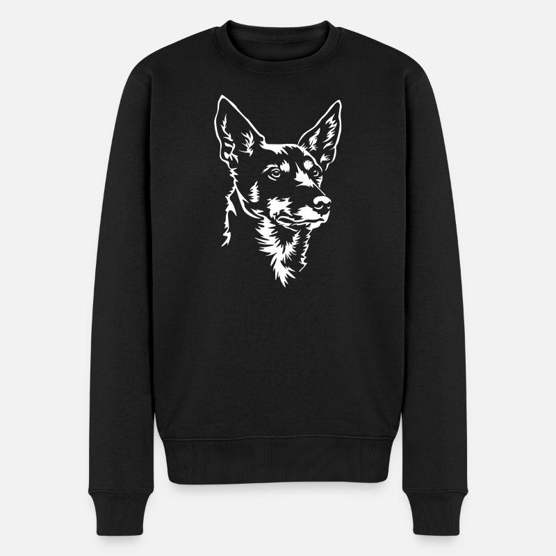 Australian Kelpie Kopf "Black Edition" - Männer Premium Bio Pullover - Schwarz