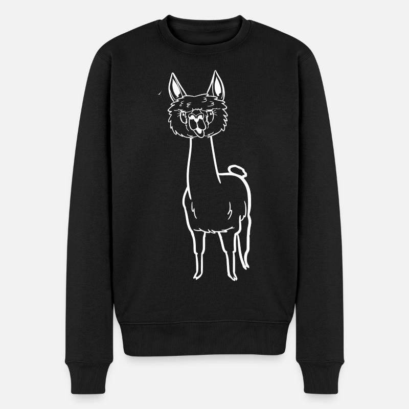 Witziges Comic-Alpaka - Männer Premium Bio Pullover - Schwarz