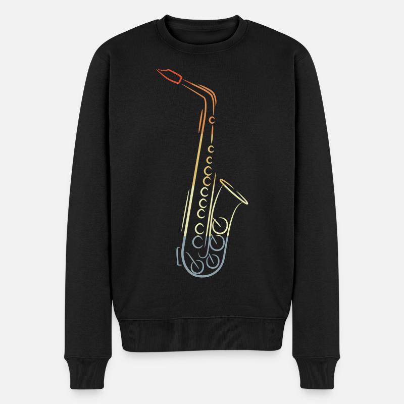 Dessin de saxophone vintage - Pull Premium bio Homme - noir