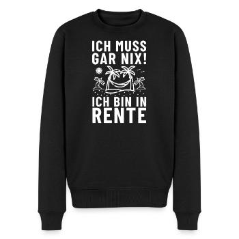 Ich muss gar nix! ich bin in Rente Strand - Männer Premium Bio Pullover - Schwarz - Vorne - Nico (187cm)