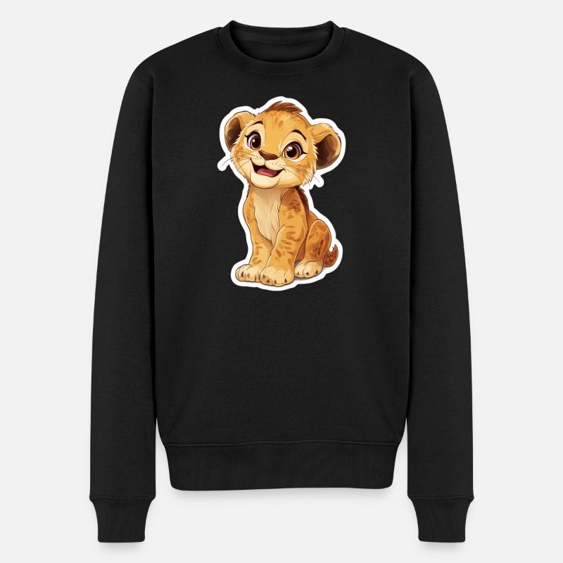 Löwe - Männer Premium Bio Pullover - Schwarz