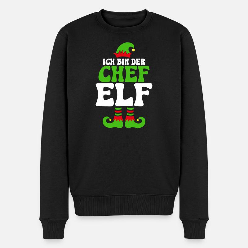 Ich bin der Chef Elf - Männer Premium Bio Pullover - Schwarz