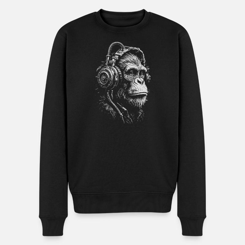 Illustration du singe casque - Pull Premium bio Homme - noir