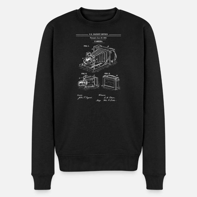 Retro-Patent-Kamera-Diagramm - Männer Premium Bio Pullover - Schwarz