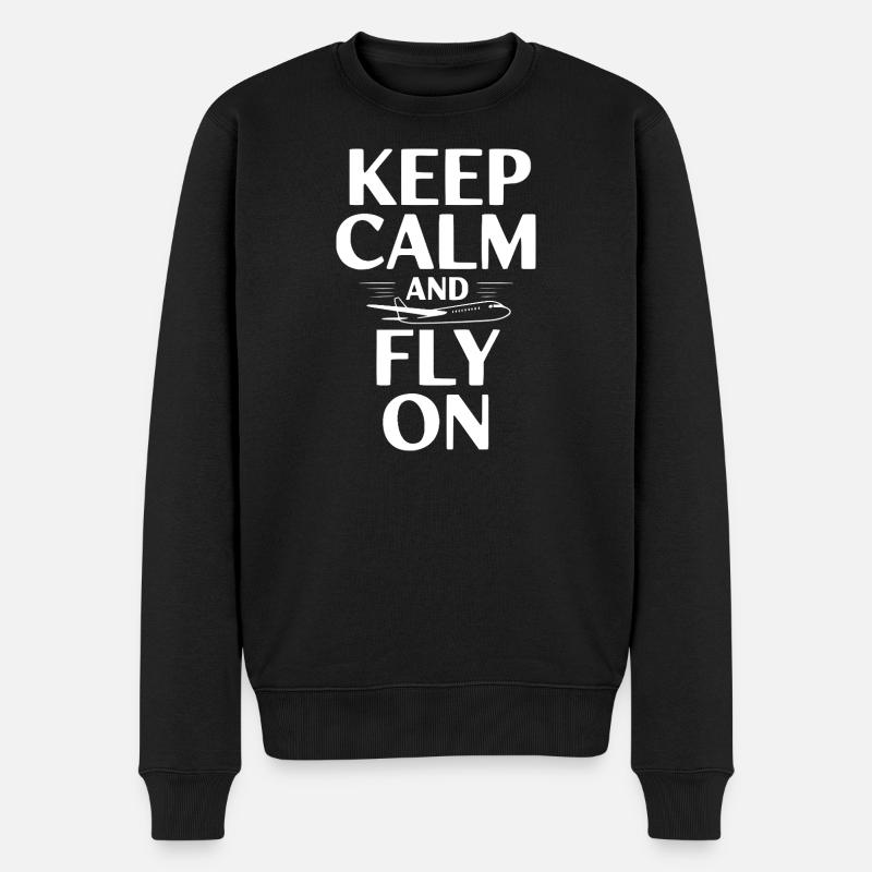 Keep Calm and Fly On - Men's Premium Organic Jumper - black