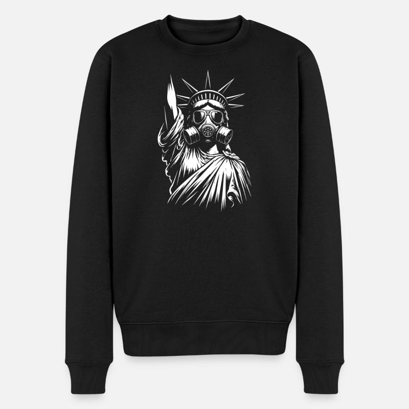 Freiheitsstatue mit Gasmasken-Design - Männer Premium Bio Pullover - Schwarz