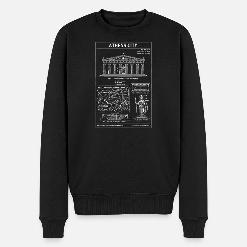 Plan directeur de la ville d’Athènes - Pull Premium bio Homme - noir