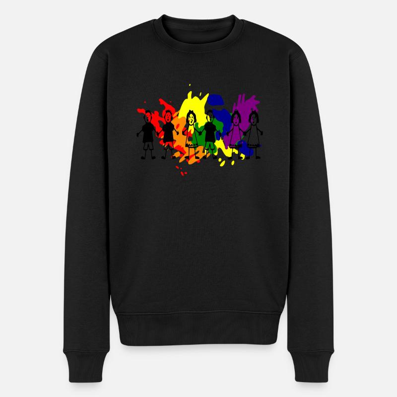 regenbogen - Männer Premium Bio Pullover - Schwarz