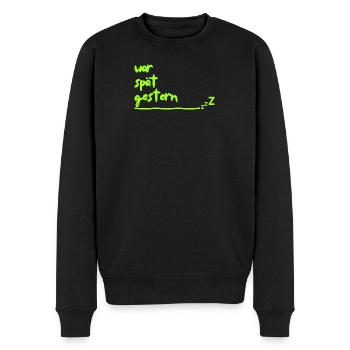 war spaet gestern - Männer Premium Bio Pullover - Schwarz - Vorne - Nico (187cm)