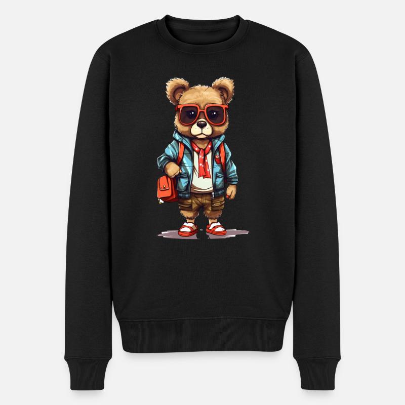Dessin animé Mignon Ours - Pull Premium bio Homme - noir