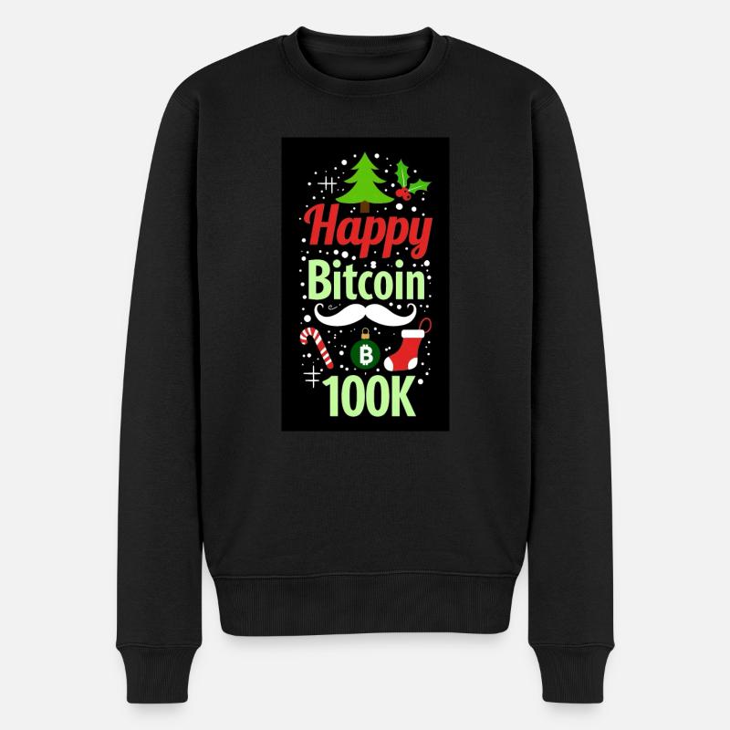 Happy Bitcoin 100K! X-Mas Edition - Männer Premium Bio Pullover - Schwarz